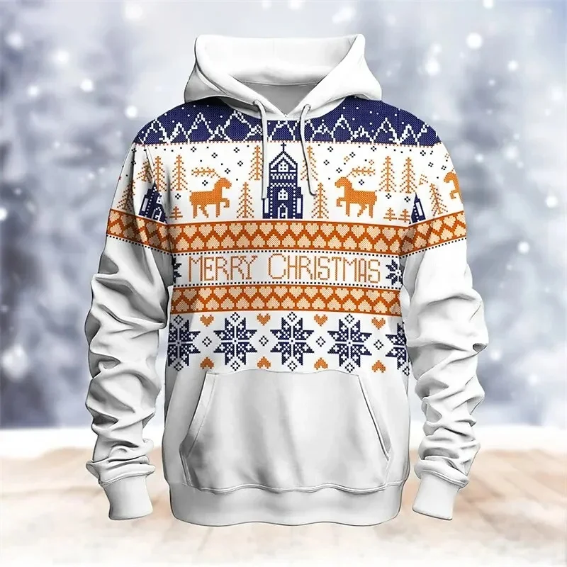 Men's and Women's New Christmas Sportswear Mosaic Game 3D Print Hoodie Casual Pullover Oversized Front Pocket Sweatshirt