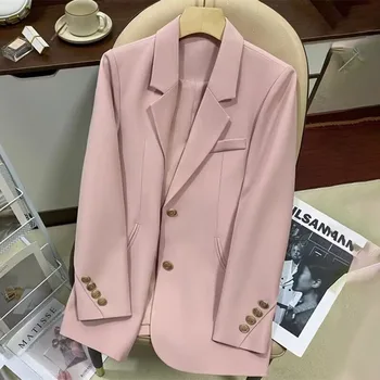 سترة واحدة الصدر للنساء ، طويلة الأكمام ، معطف غير رسمي ، السترات الشتوية ، ملابس خارجية ، موضة ، خريف ، 2023