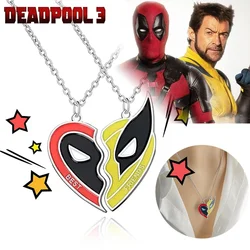 New Marvel Heroes Deadpool 3 Necklace and Wolverine Best Friends Pendant Heart Necklace Cosplay Men Women Bag Jewelry Gifts