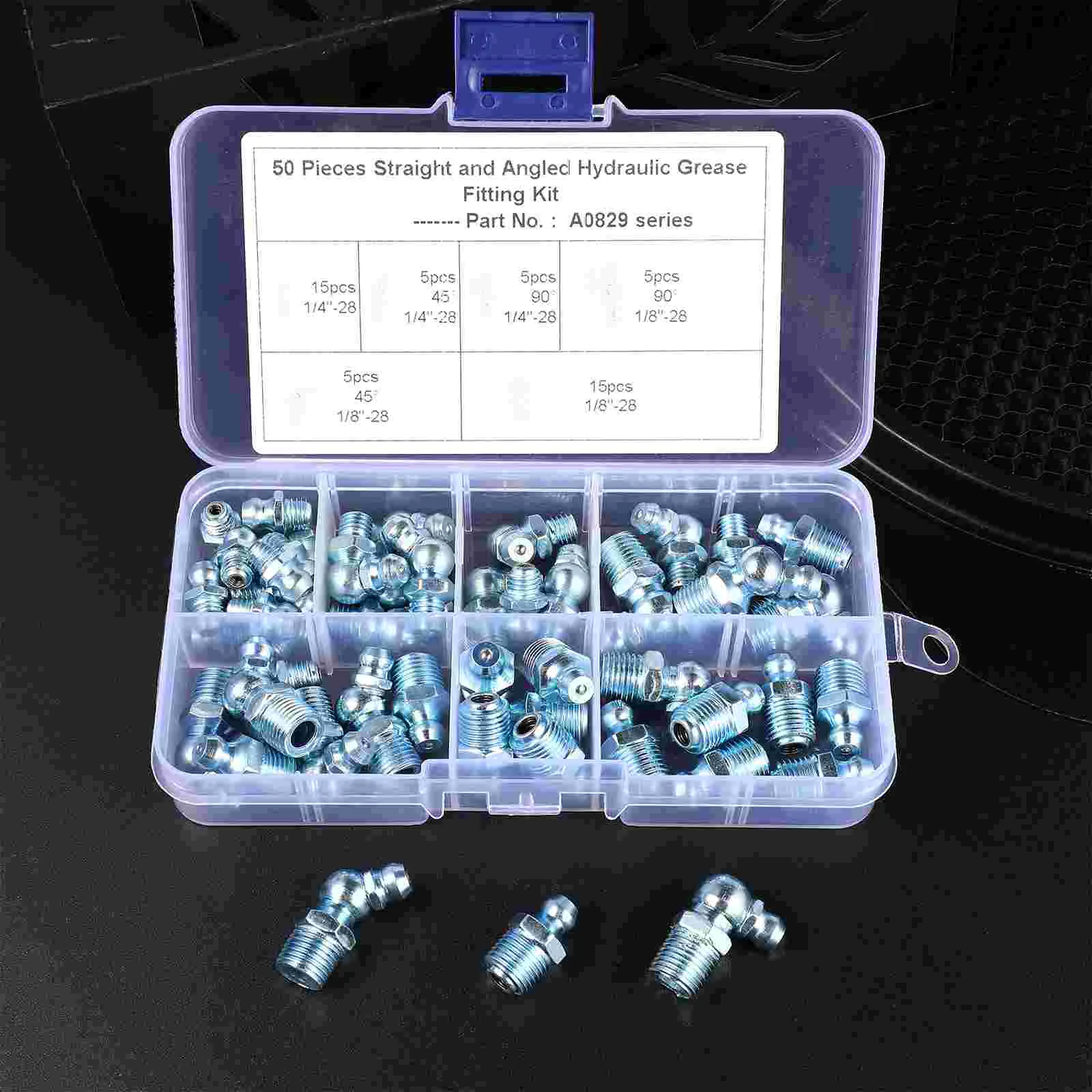 UKCOCO 50Pcs A0829 Grease Zerks Kit Grease Fitting Assortment Set (Silver) grease fitting kit grease fitting assortment kit