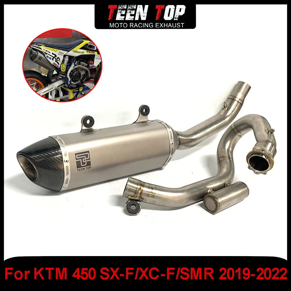 Offroad Bike Escape Exhaust Full System For KTM 450 SX-F/XC-F/SMR Exhaust Elbow 2019-2022 Header Link Pipe Muffler Slip on