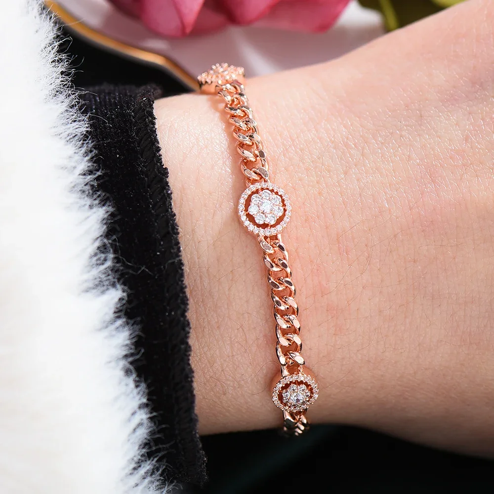 Kellybola جديد حار سحر لامعة سلاسل أساور الكفة للنساء اليومية الموضة العصرية كريستال تشيكوسلوفاكيا دبي سوار مجوهرات الحفلات #4