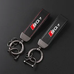 Deluxe Leather Keychain with Car Badge Keychain Pendant For AUDI SQ7