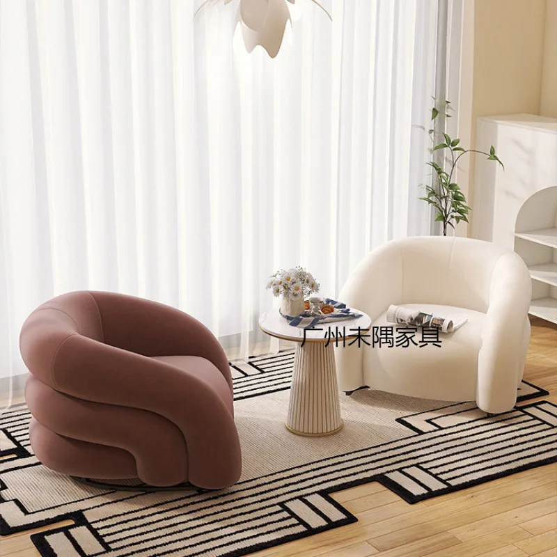 Cream wind single sofa chair lazy single chair sofa small apartment balcony leisure chair
