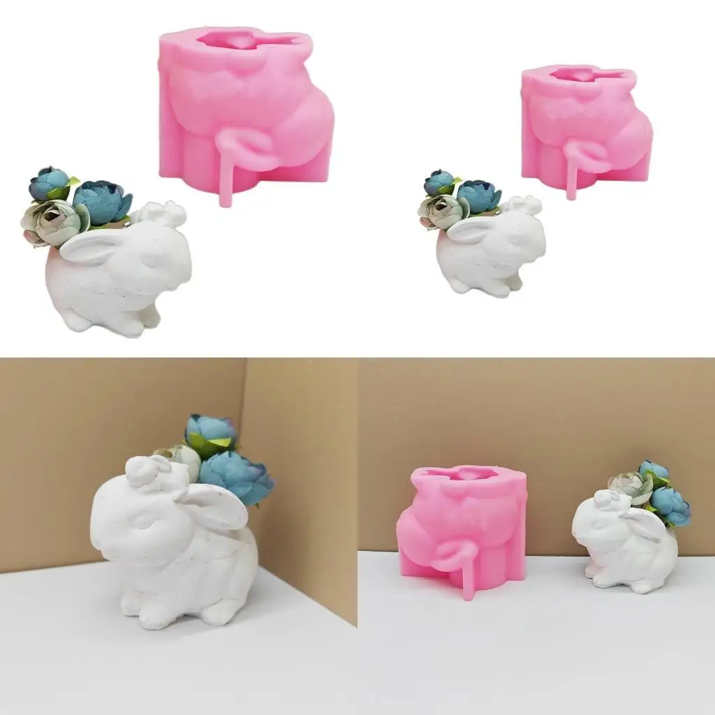 

J78F Rabbit Shaped Silicone Mold Flower Pots Molds Planter Mold for DIY Lover
