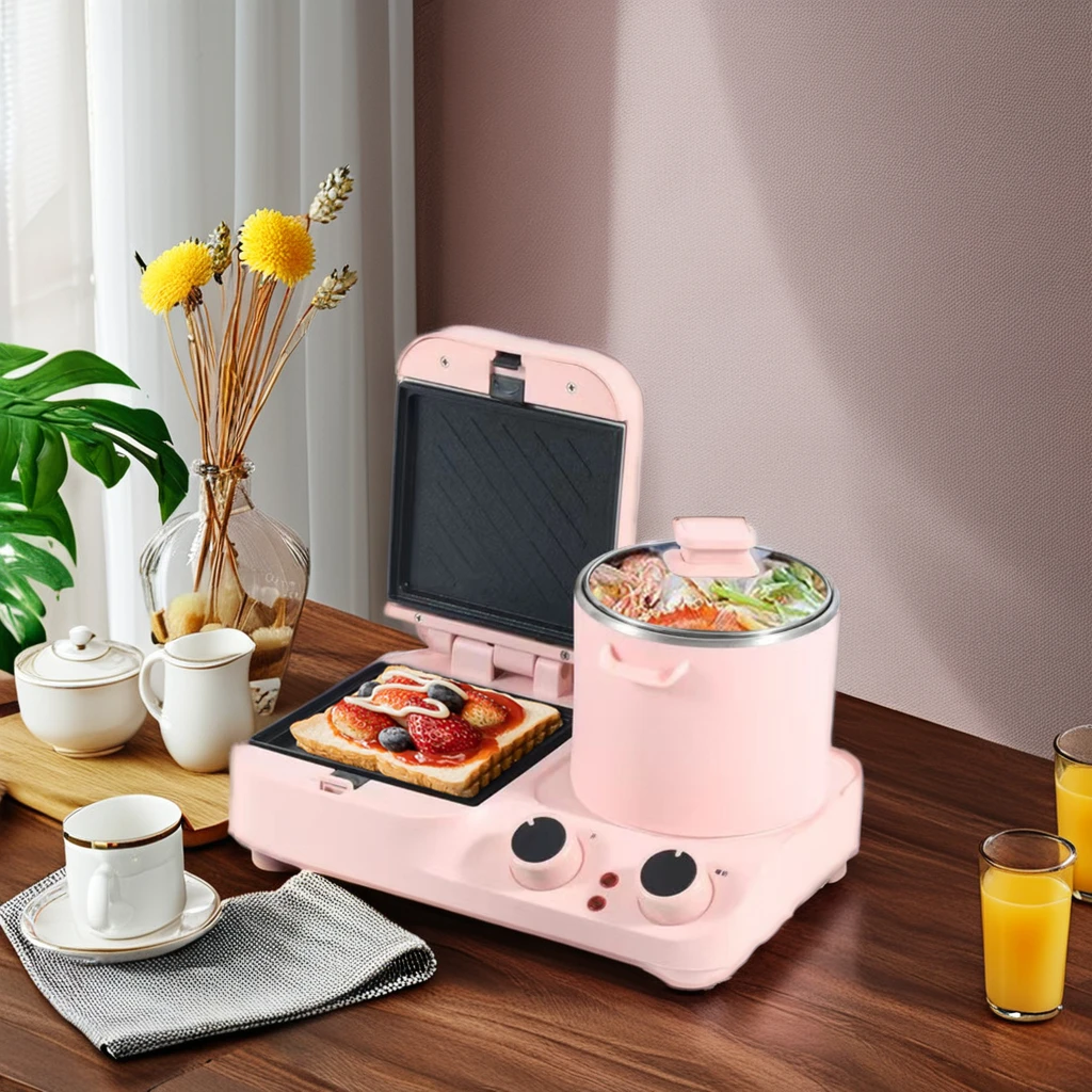 Многофункциональная электрическая машина для приготовления завтрака 3-в-1, тостер, духовка с пластиковым корпусом, предметы первой необходимости для завтрака 3-в-1