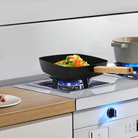 18*18*6.5 Cm Square Frying Pan Cast Aluminum Induction Cooker Frying Pan With Non-stick Coating Black  For Induction Cooktops