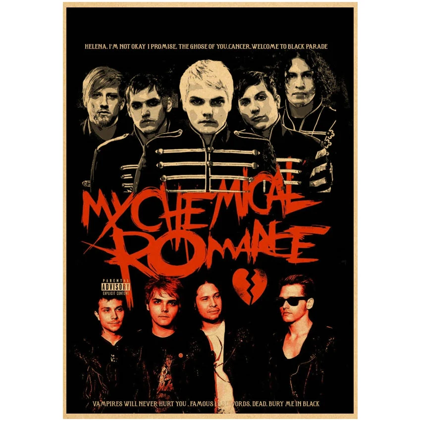 Vintage My Chemical Romance Home Room Bar Cafe Matte Decor Art Wall Painting Band Classic Nostalgic Poster Kraft Paper Posters