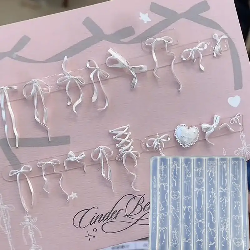 Vintage Nail Art Silicone Mold Gothic Bow Butterfly Heart Flower Pattern Nail Charms Making Molds DIY 3D Embossed Nail Decor