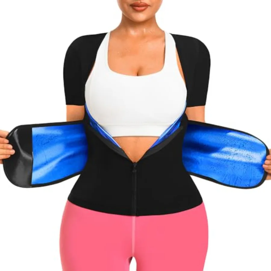 

Sauna Shirt for Women Sauna Waist Trainer for Women Weight Loss Sauna Suit Workout Sauna Vest Zipper Body Shaper