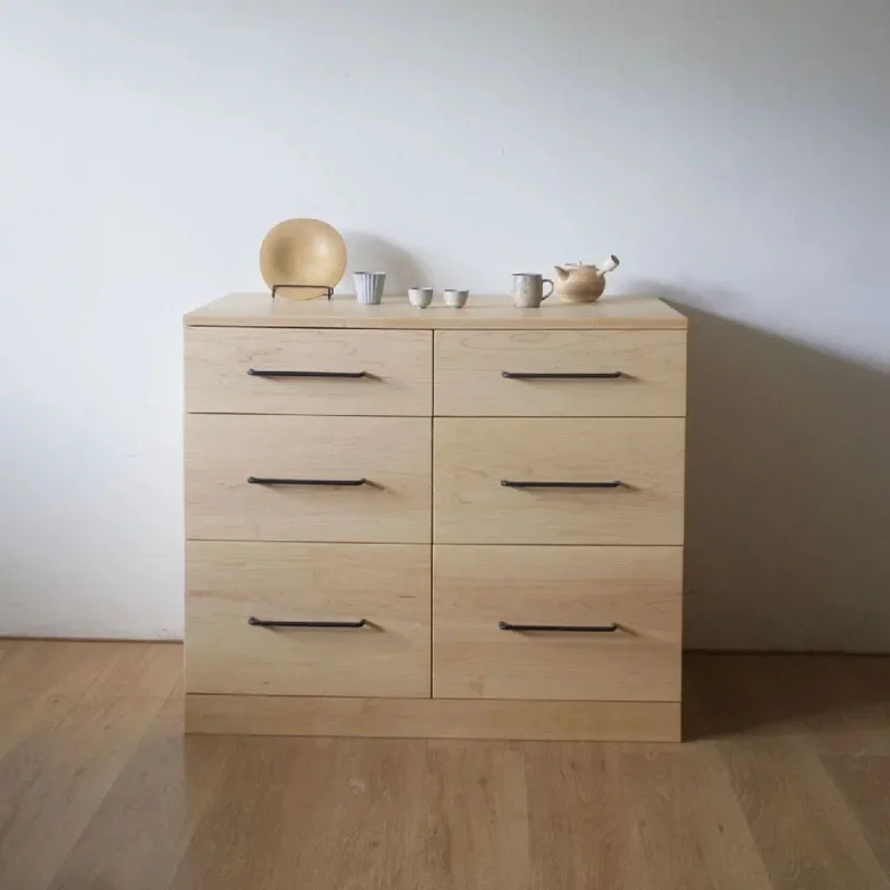 Ocean board simple retro Japanese-style storage cabinet, fully equipped bedroom chest cabinet, entrance side cabinet