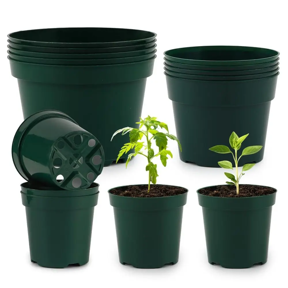 

Набор из 4, 6, 8-дюймовых горшков для рассады, прочные горшки для растений с дренажными отверстиями, идеально подходят для саженцев, для использования в помещении и на улице, зеленые