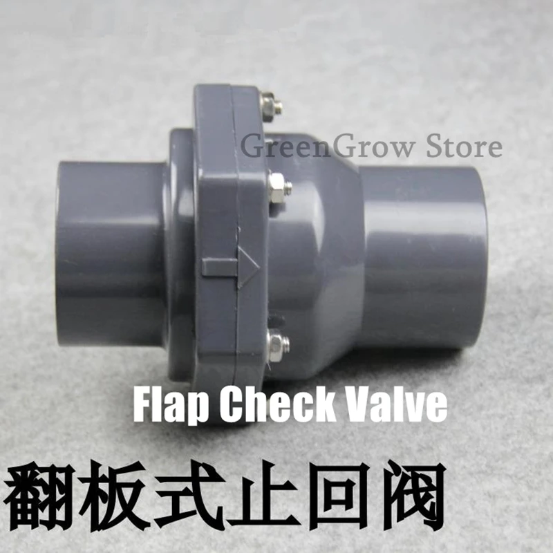 1pc 25~160mm PVC Flap Check Valve Industrial Water Treatment UPVC Chack Valve Irrigation Fittings Garden Water Pipe Connectors