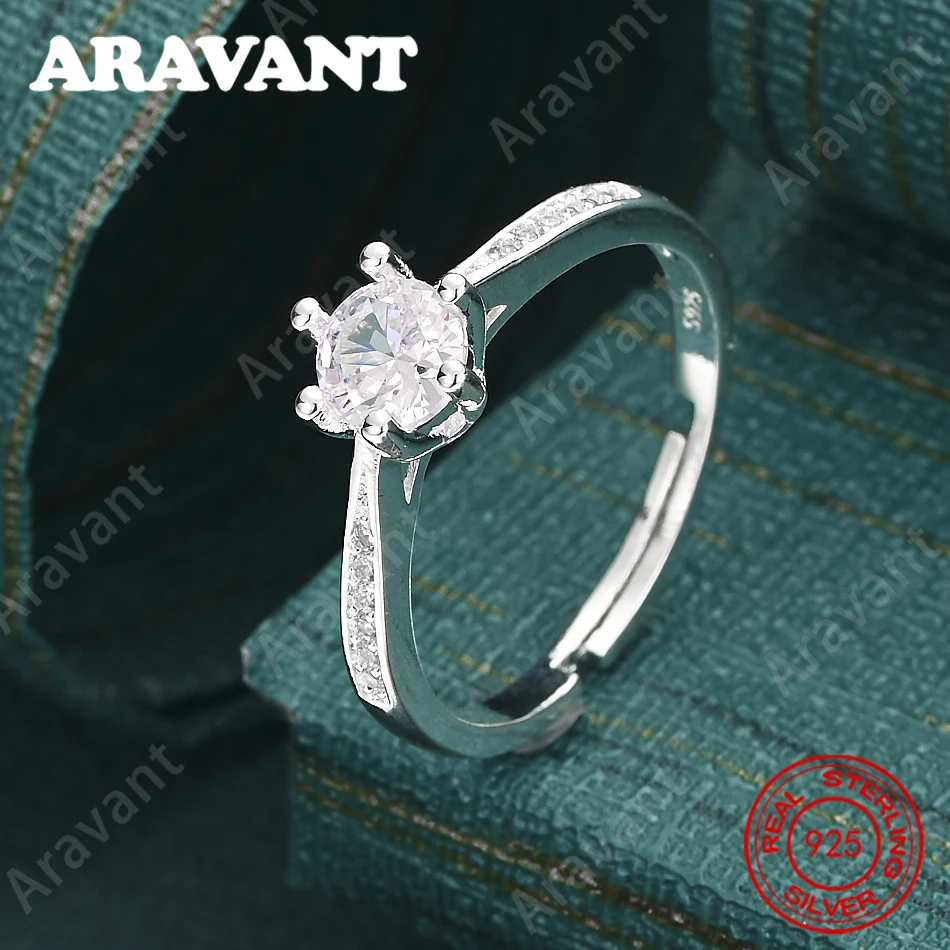 

Кольцо из стерлингового серебра 925 пробы с круглым цирконием на шести крапанах и регулируемым размером — женский повседневный аксессуар, ювелирное украшение в подарок на Рождество