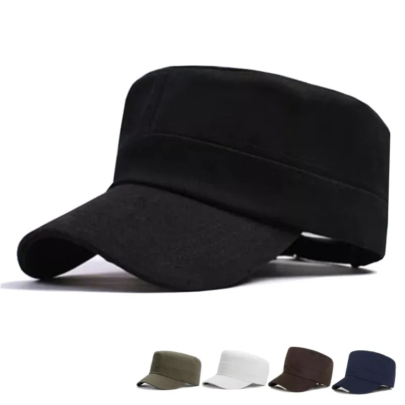 

1PC Fashion Men Women Five Colors Unisex Adjustable Classic Style Plain Flat Vintage Army Hat Cadet Military Patrol Cap