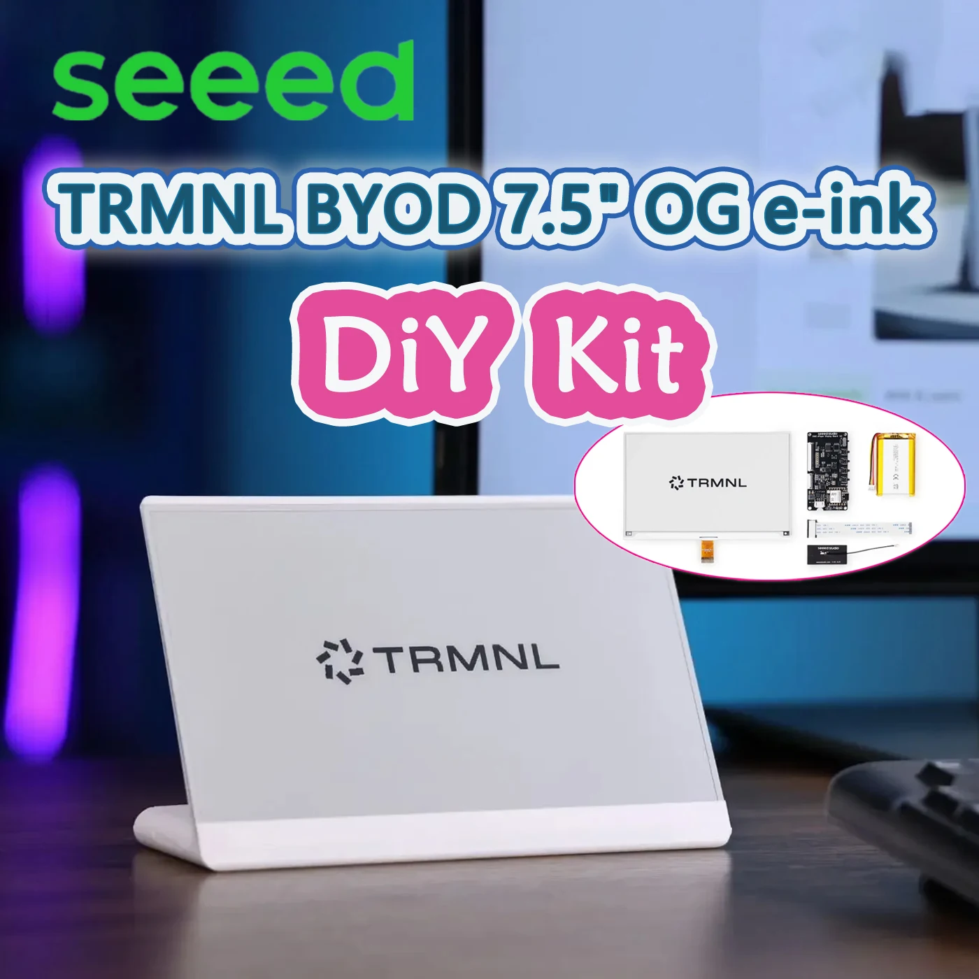 Seeed TRMNL BYOD 7.5' (OG) E-ink DIY Kit, Monochrome E-ink Display 800x480 XIAO ESP32-S3 PLUS Arduino Compatible 2000mAh