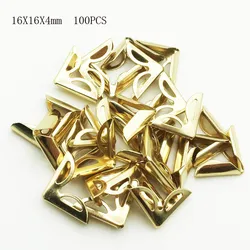 100PCS/Lot 16X16X4mm  Gold Metal Book Corners For Photo Albums Menus Folders DIY Scrapbooking Decor Corner Protectors BJ003