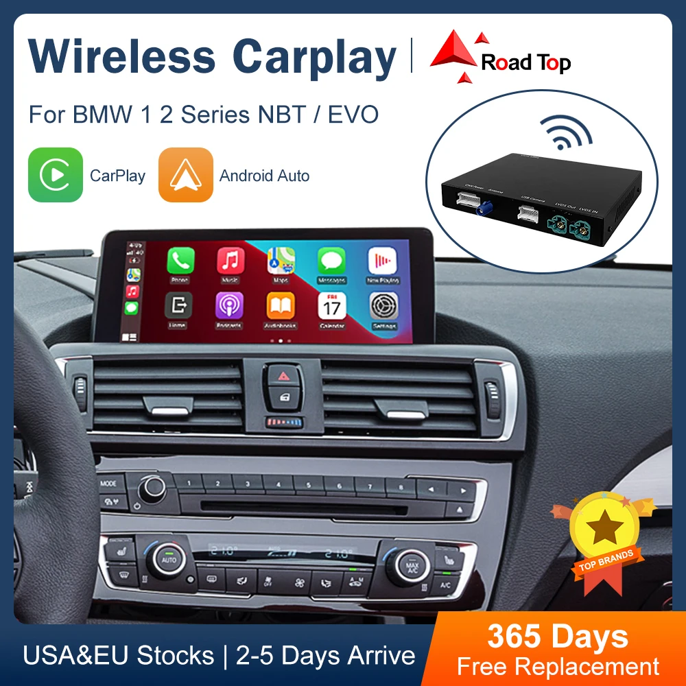 Road Top Wireless CarPlay for BMW 1 2 Series F20 F21 F22 F23 F45 2011-2020 NBT EVO with Mirror Link AirPlay Car Play Functions