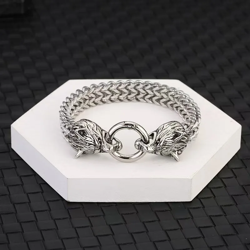 Hip-hop Rock Fashion Personality Trendy Accessories for Men'S Wolf Head Bracelet New Style Creative Bracelet Jewelry