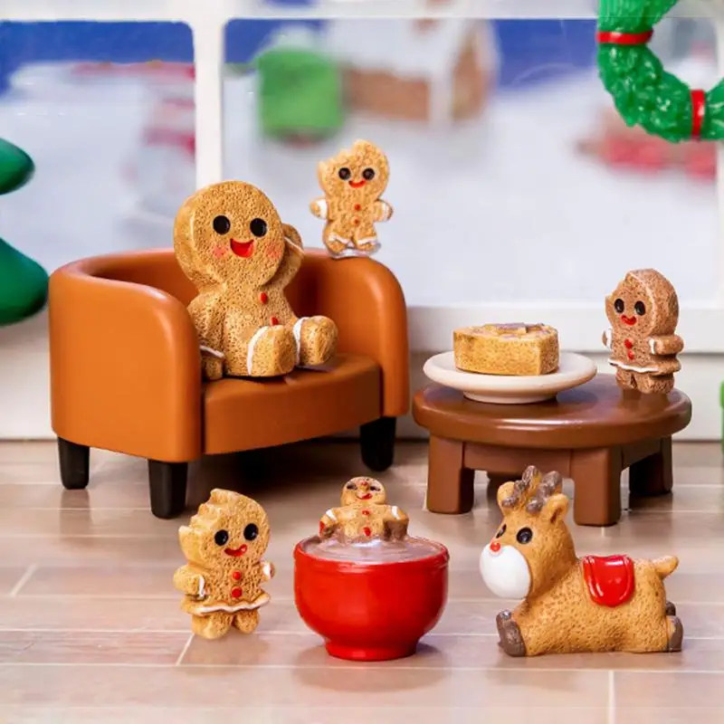 Gingerbread Cookie Christmas Ornaments 22PCS Gingerbread Statue Cartoon Gingerbread Display Statue Cute Hugging Gesture Cookie