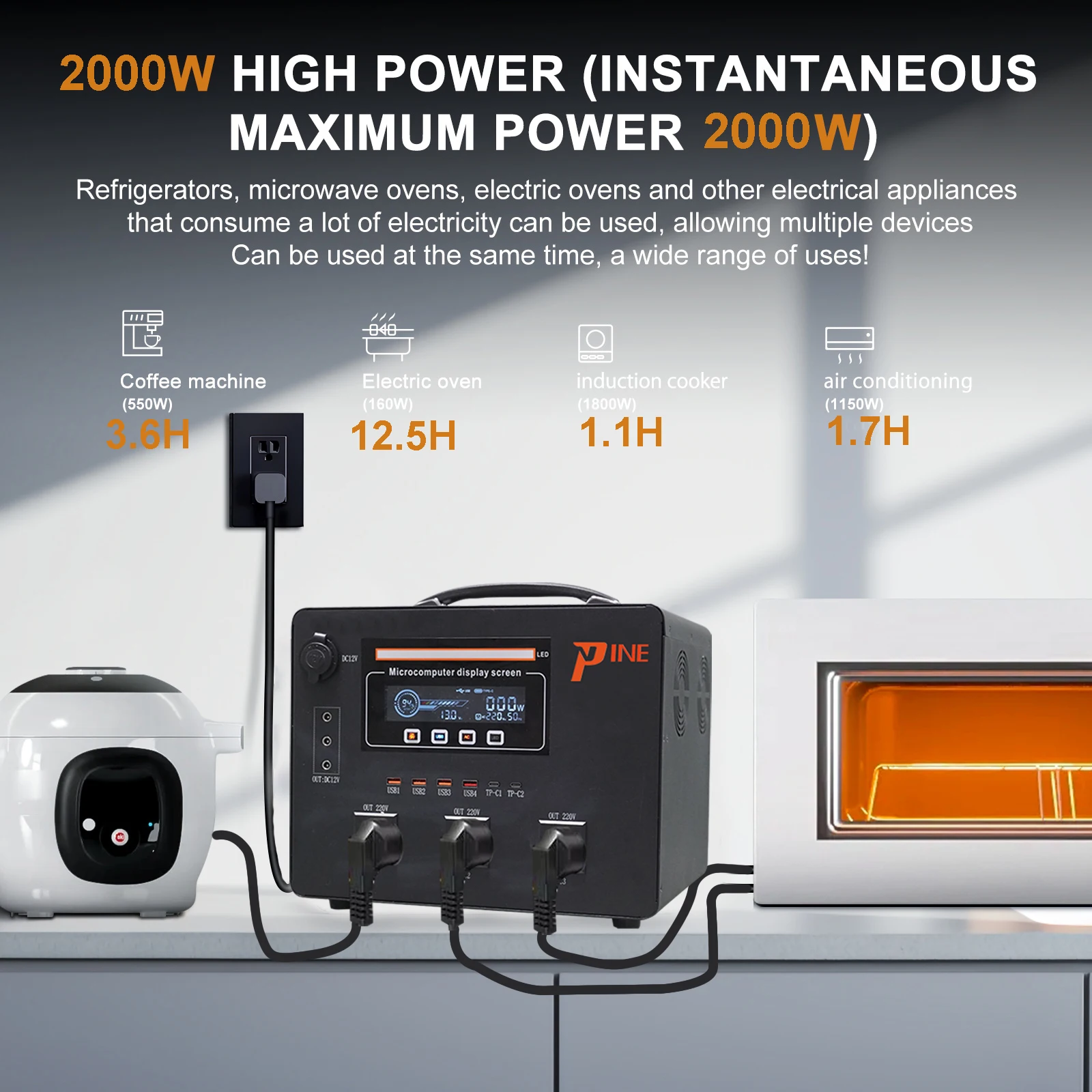New Style 2000W Portable Solar Generator 110V 220V Power Station Lithium Battery Power Bank Station Solar Lighting System