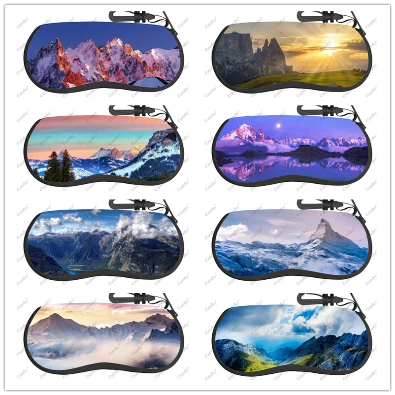 alpine landscape Glasses case zipper sunglasses bag travel printed soft shell storage glasses case for men women Glasses case