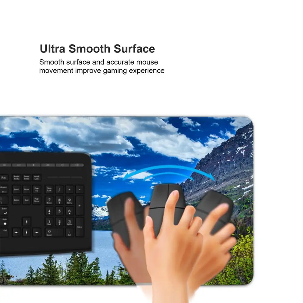 Tapete de escritorio de montaña, parque nacional de glaciar, alfombrilla de ratón con paisaje, decoración de escritorio, alfombrilla de ratón occidental, alfombrilla de oficina estética, alfombrilla para teclado