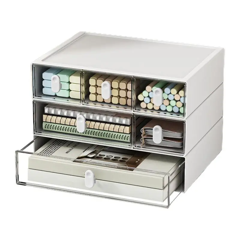 

Desk Top Organizer With Drawer Stackable Storage Drawers Eco-Friendly Clear Desktop Storage Box For Cosmetics and School Supply