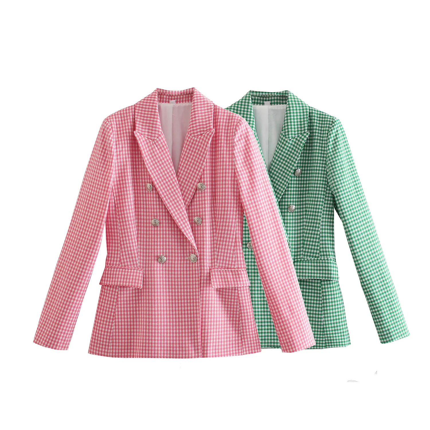 

Spring Houndstooth Slim-fit Double-breasted Suit Jacket for Women Elegant Fashion Commuter Top