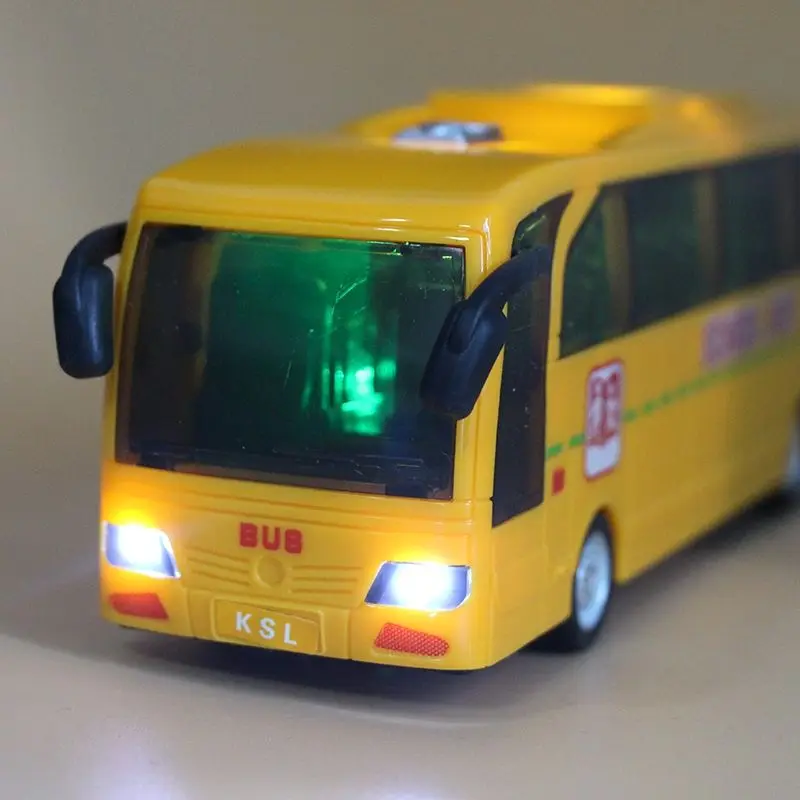 Bus Kids Toys Inertial School Bus Light Music Children Pull Back Car Model Bus Vehicles Police Car Educational Toys for Boys