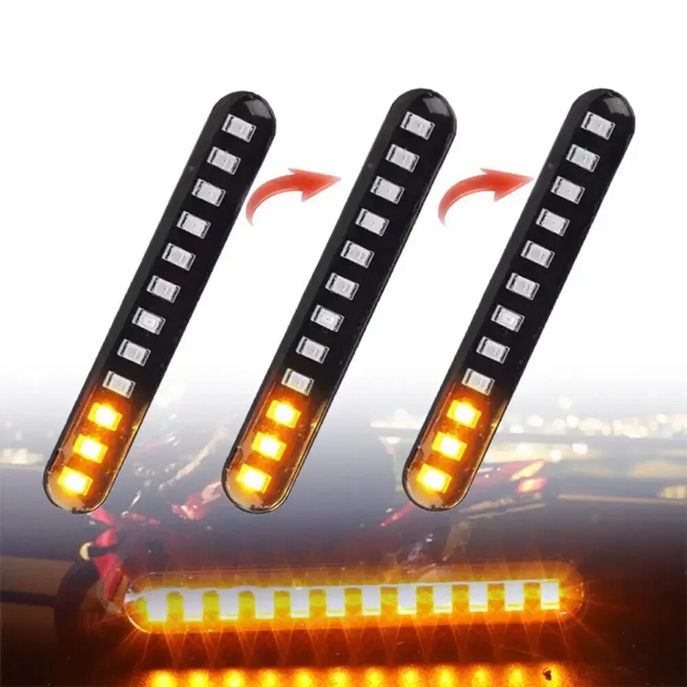 2Pcs 12 LED Motorcycle Turn Light DC 12V IP68 Waterproof  Flowing Water Turn Signal Car Strips Led Turn Signal Light Bar Parts