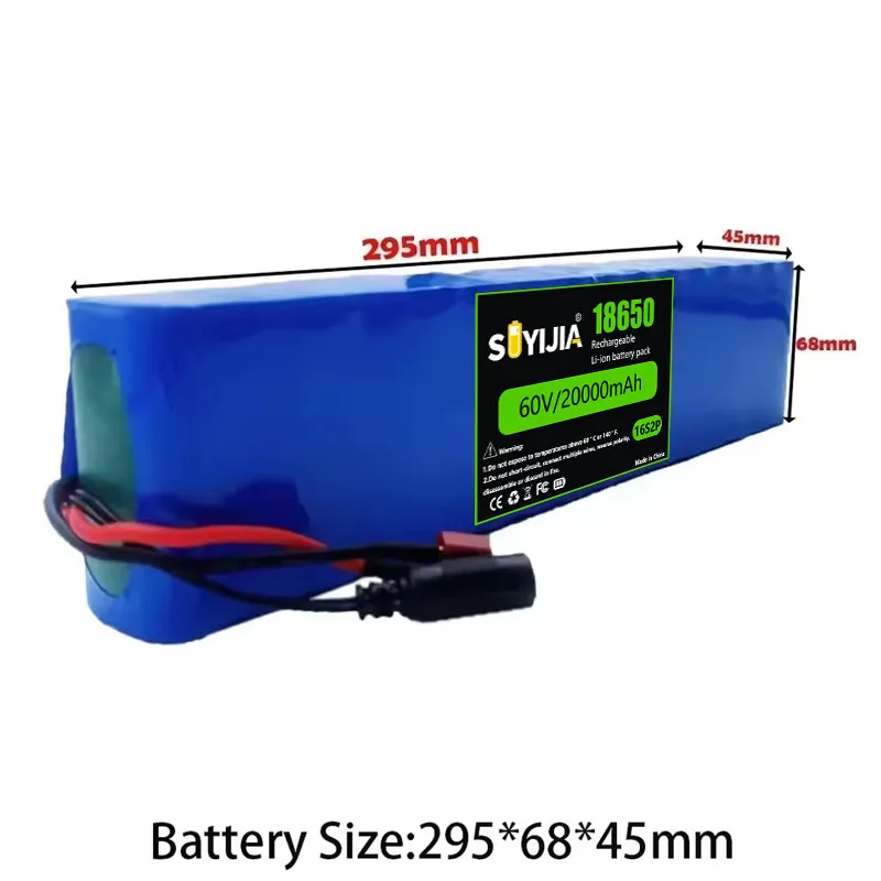 16S2P 60V 20Ah 18650 Rechargeable Li-ion Battery Pack Lpega 67.2V Lithium Ion 20000mAh Ebike Electric Bicycle Scooter with BMS
