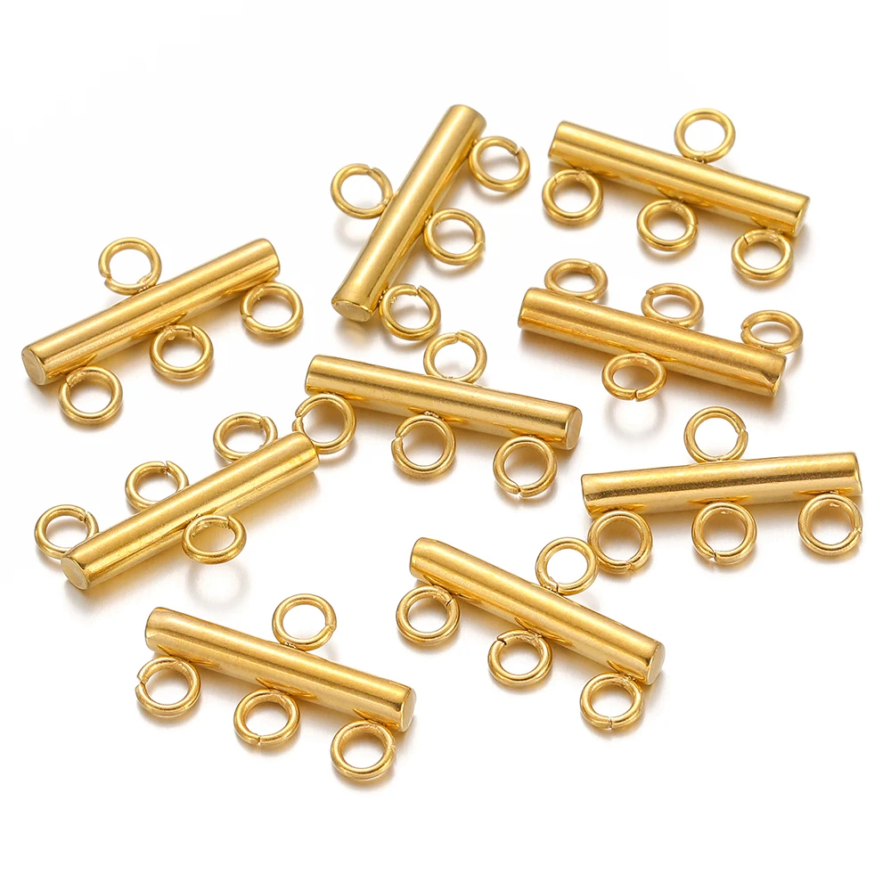 

10pcs Stainless Steel Layer Necklace Bracelet Clasp Bails 5 Loops Drop Earrings Chains Connectors DIY Jewelry Making Findings