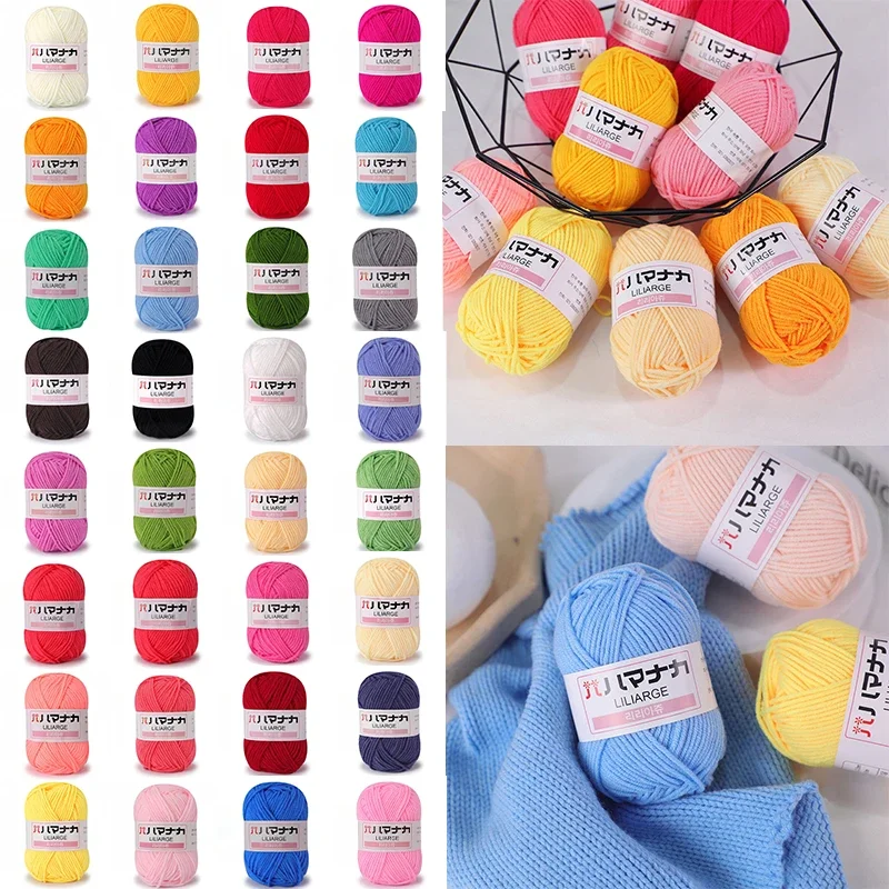 1Pc 25g 50M Milk Cotton Yarn For Hand Knitting Acrylic Wool Knit Yarn Crochet Scarf Hat Yarn Threads Handmade  DIY Line