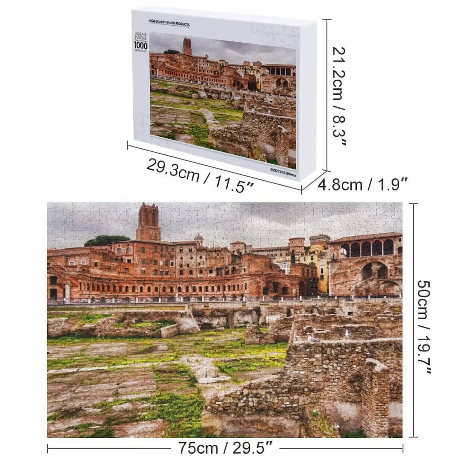 Trajan's Market und Forum – Impressions Of Rome Puzzle-Spiel für Kinder, personalisiertes Geschenk, verheiratetes Holzpuzzle mit individuellem Namen