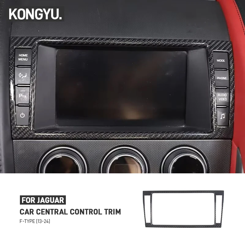 For Jaguar F-Type X152 2013-2024 Real Carbon Fiber Car Central Control Display Frame Trim Cover Sticker Accessories