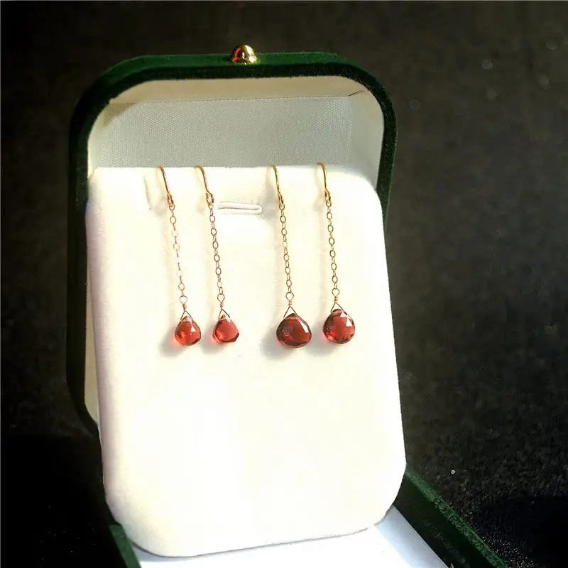 Lii Ji Garnet Drop Earrings 14K Gold Filled Women Earrings 4