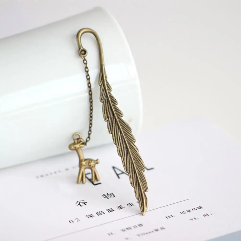 Feather Cutout Bookmark High-quality Reading Tools Vintage Style Metal Feather Bookmarks with Textured Tassel for Women for Book