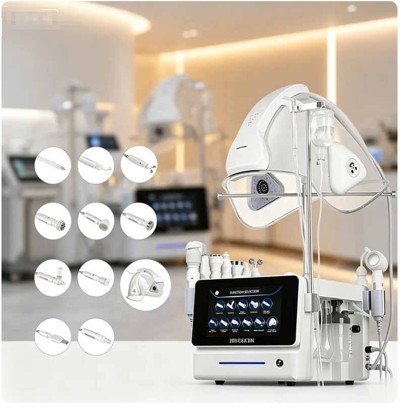 Portable 11-in-1 Oxygen Injector Facial Machine Deep Cleaning Scrub Hydraulic Skin Care Therapy Device for Beauty Salon