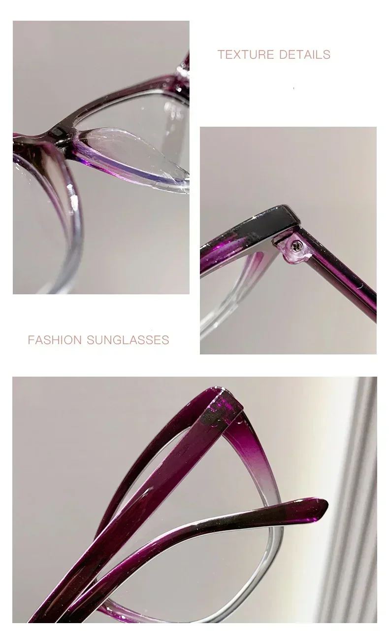 Blau Licht Blockieren Augenschutz Brillen Retro Gradienten Schmetterling Rahmen Lesebrille Cat Eye Klare Linse Presbyopie Brille – Detail 1