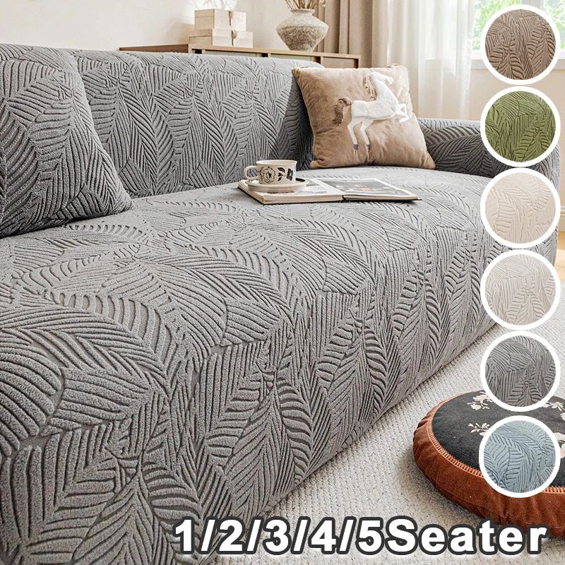 Universal Stretch Sofa Slipcover Soft Embossed Pattern Couch Cover Durable Elastic Furniture Protector for 1/2/3/4‑Seater Sofa