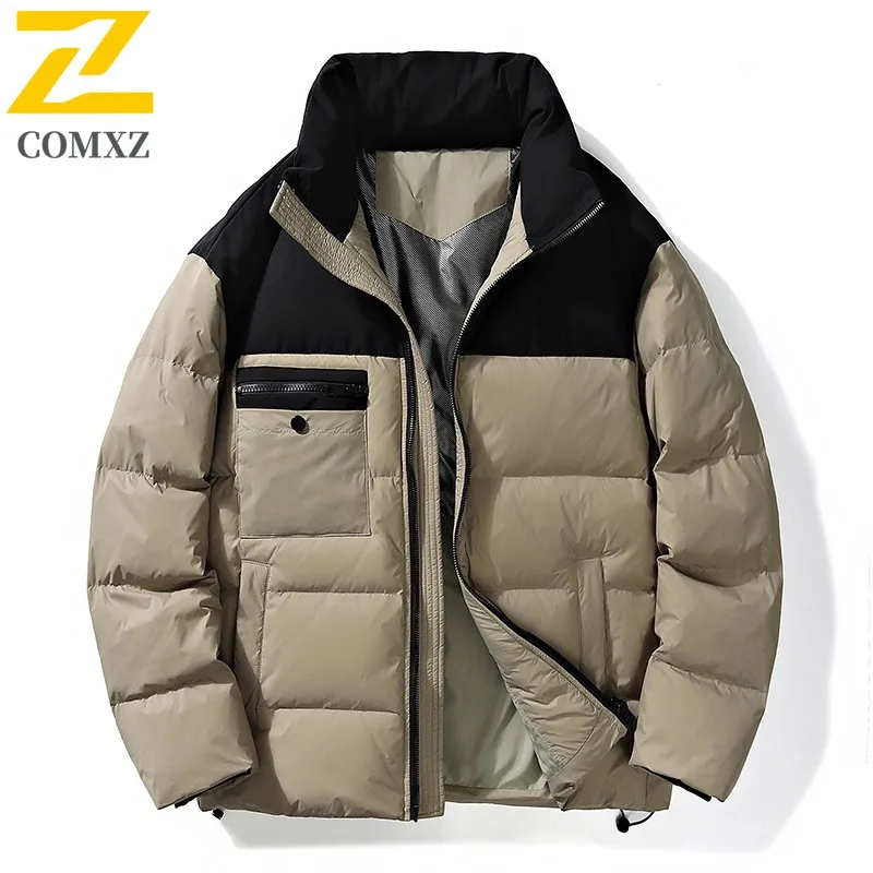 COMXZ Down Jacket Lightweight Thick Warm Solid Color Korean Skiing Puffer Jacket Travel Windproof Winter Jacket Men's Clothing
