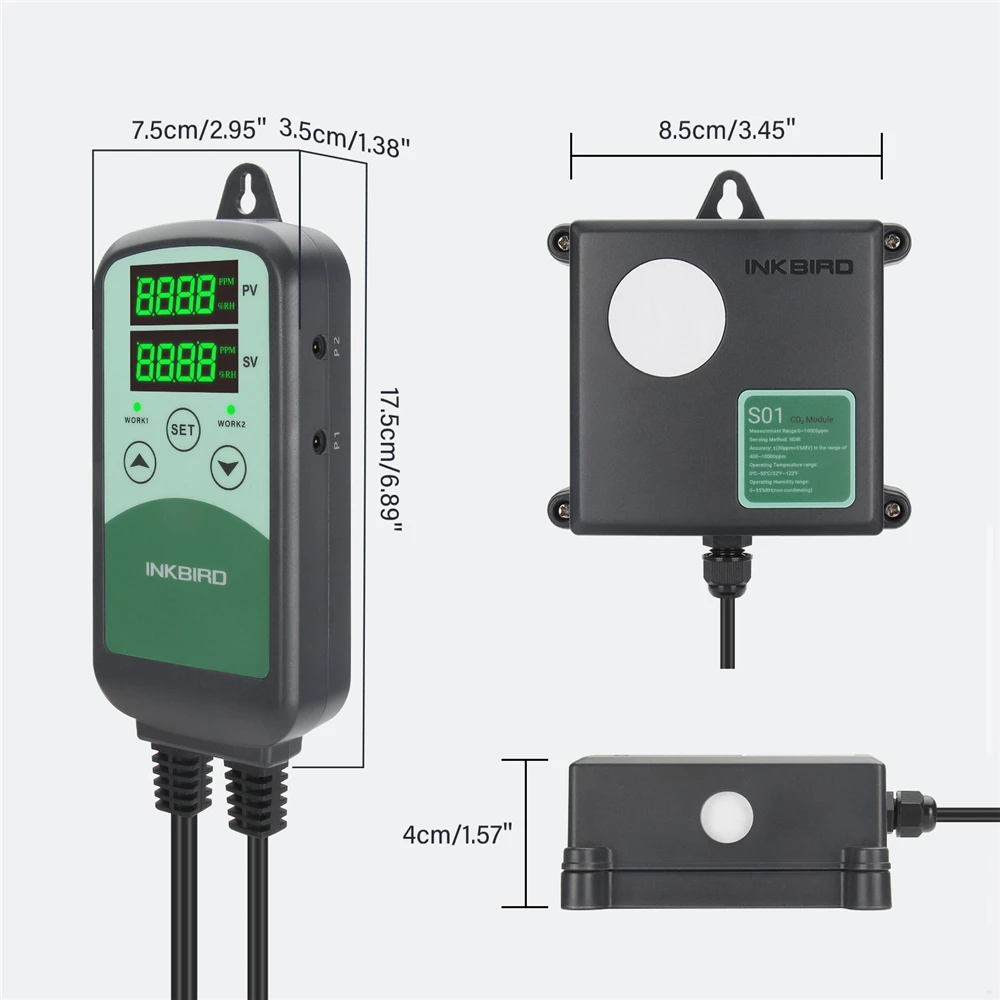 INKBIRD ICC-500T Digital CO2 Sensor Controller Programmable CO2 Controller Monitor Agricultural Livestock Industries Ventilation