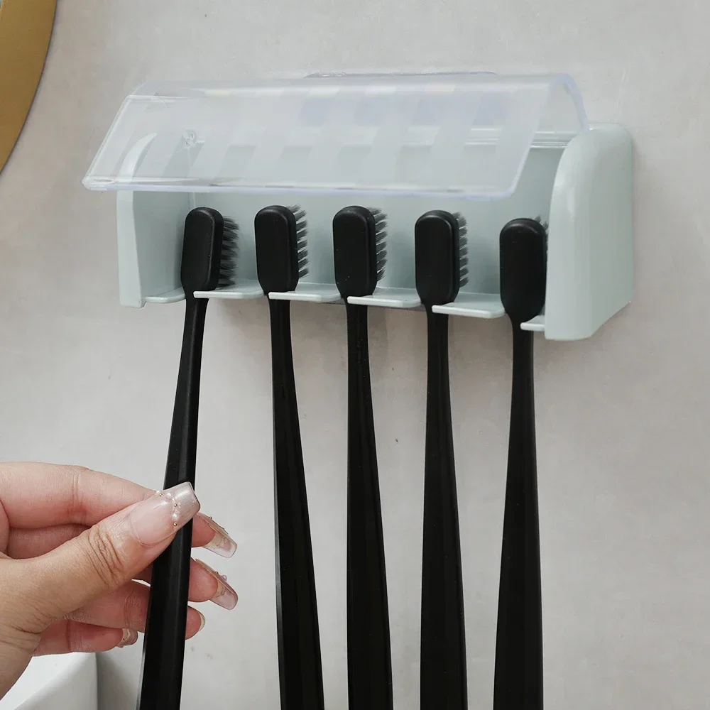 Porte-brosse à dents avec couvercle, supports de rangement anti-poussière et sans poinçon, fournitures de rangement murales pour salle de bain à domicile, 2026