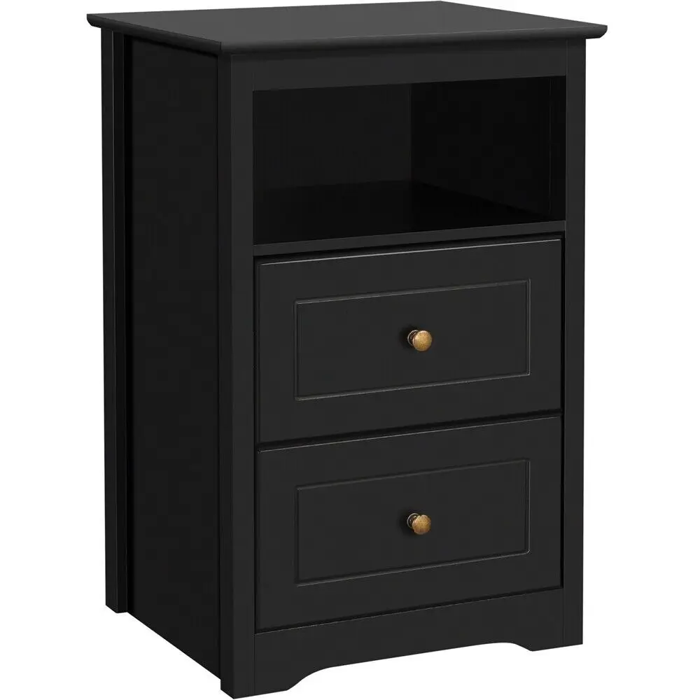

Bedside Table Nightstand with 2 Drawers and Open Shelf Sofa Side End Table