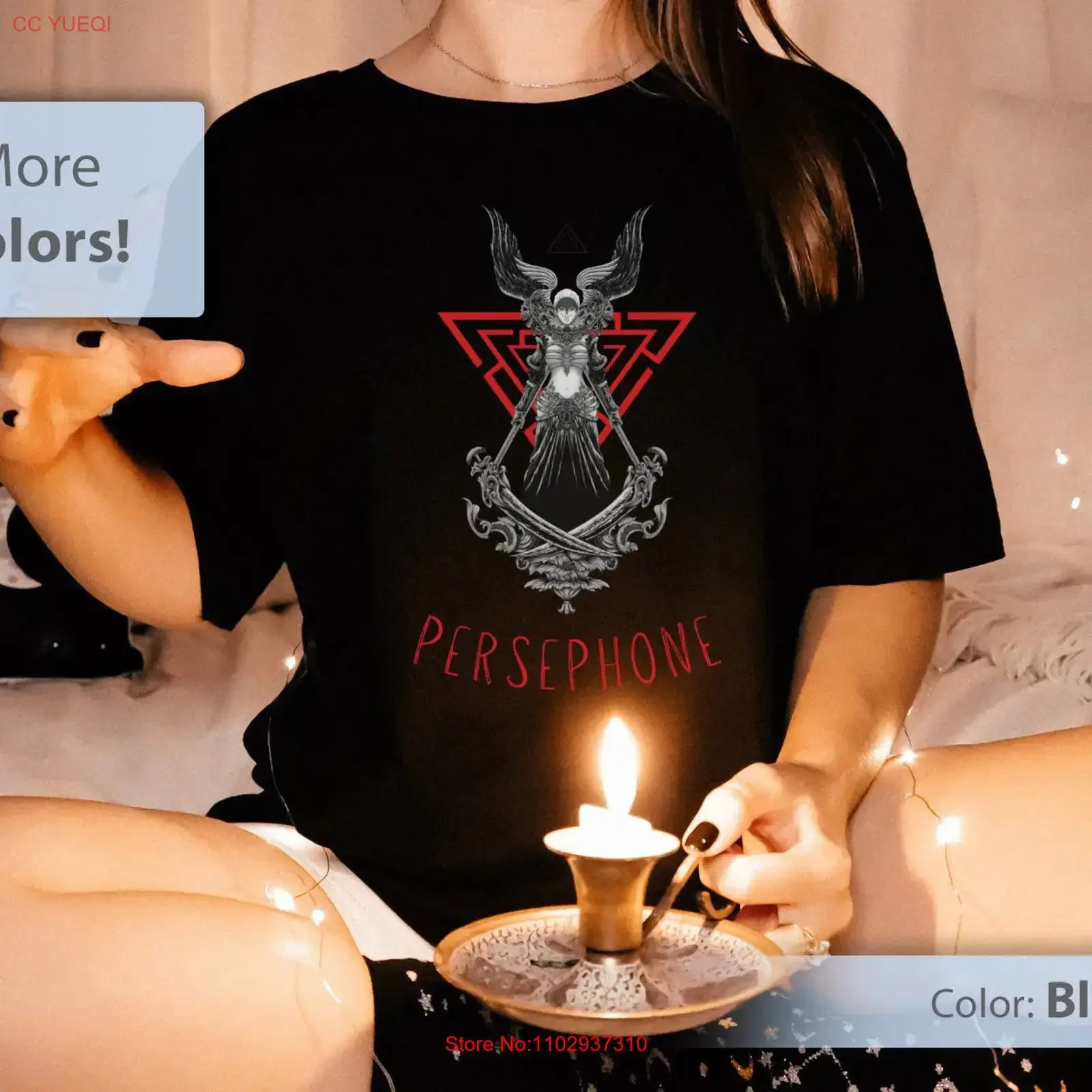 Camiseta Persephone, estilo pagano, Wicca, diosa griega, bruja, reina del submundo, vintage, ligeramente cómoda