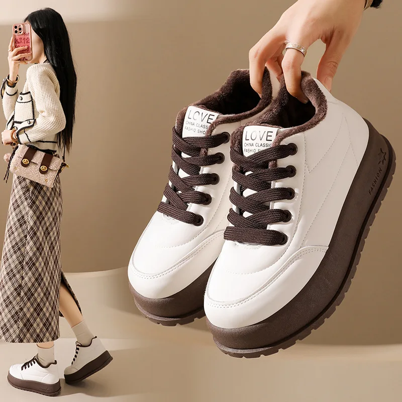 الشتاء المرأة الرجعية الدافئة أفخم منخفضة أعلى فلكنيز حذاء موضة تنوعا مريحة المخملية عدم الانزلاق أحذية رياضية قطنية مكتنزة