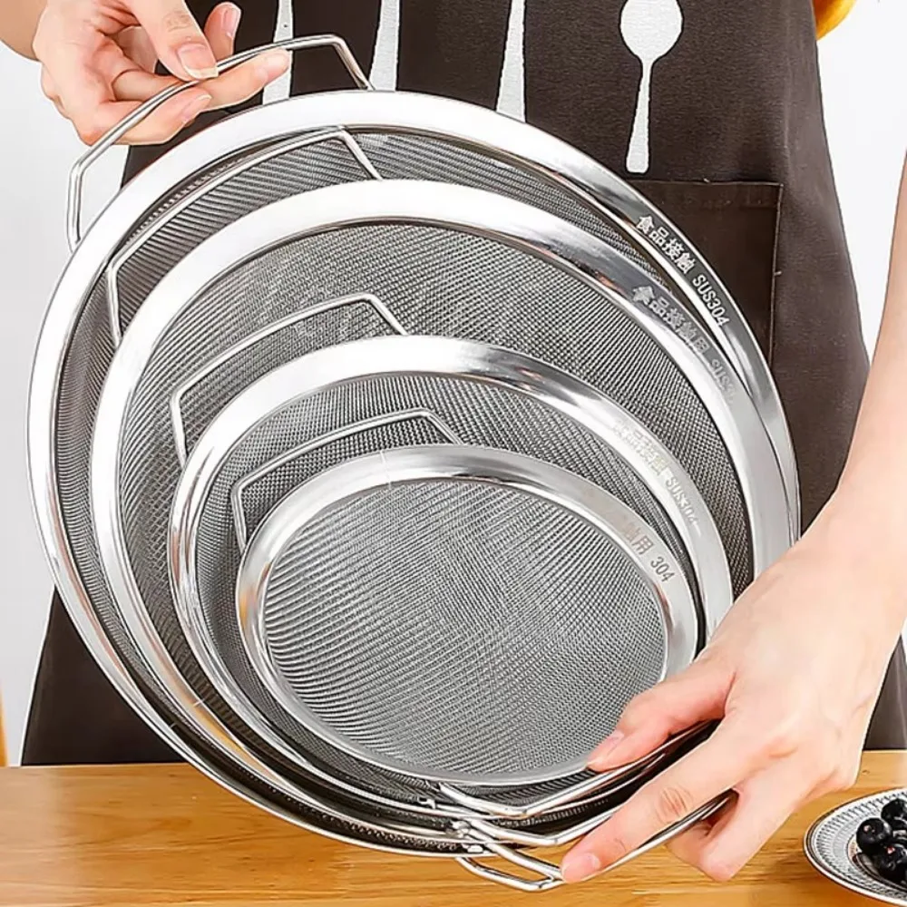 

Stainless Steel Strainer Basket Fine Mesh Multi-size Juice Rice Flour Sieve Large with Double Handles Food Filter Drainer