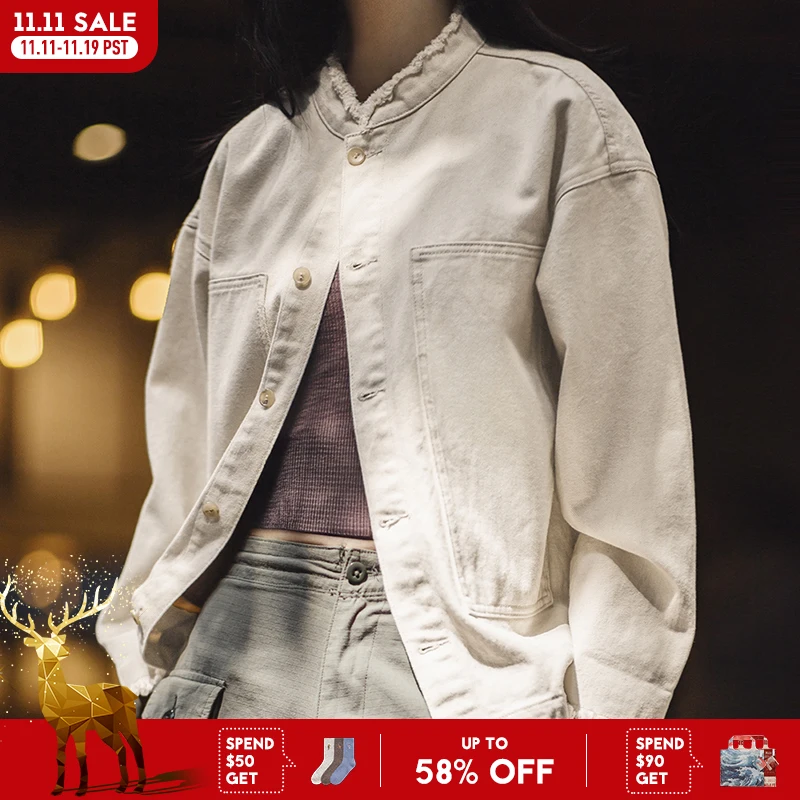

Maden Women's American Denim Jacket Casual Loose Design Sense Pure Cotton Denim Coat Autumn Winter