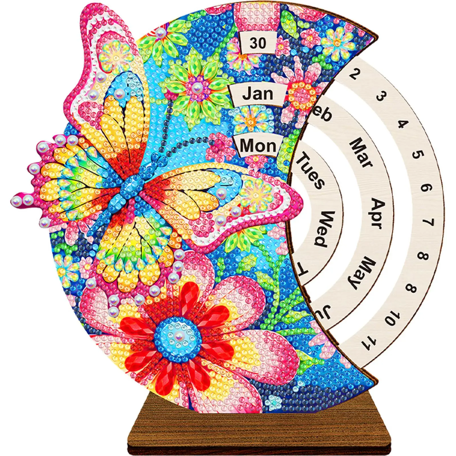 Diamond Painting Perpetual Calendar with Rotating Month Day Week Manually Changing Date Calendar Wooden Perpetual Calendar Kits view 5